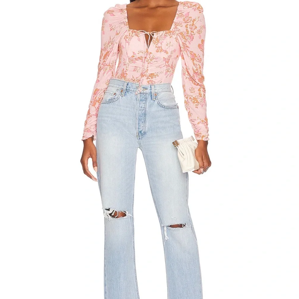 Free People Hilary Printed Top Pink Combo - Picture 4 of 4